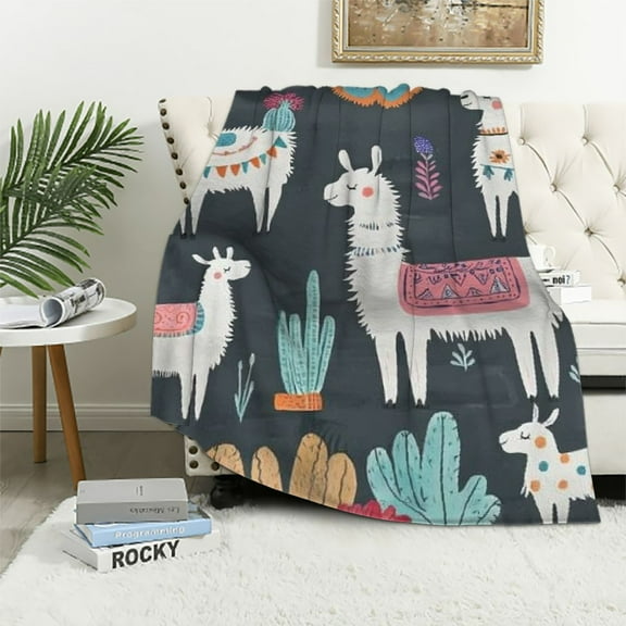 Orinice llamas cactuses cave painting Warm Lightweight Soft Fleece Blanket Throw Blanket for All Seasons 40x50in