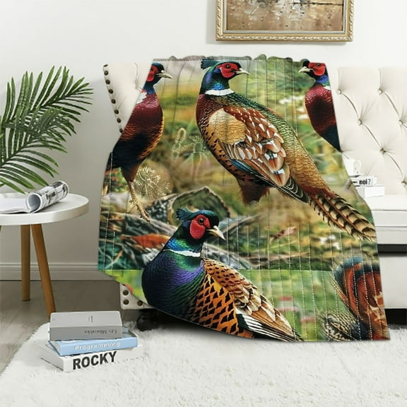 Orinice pheasant quilted background handicraft sports warm light blanket living room sofa decoration four seasons flannel blanket
