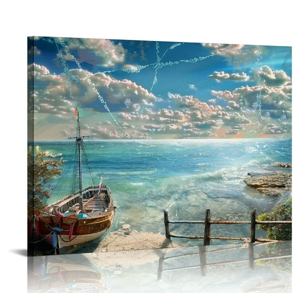 Orinis Boat Water Beach Fine Art Aesthetic Printing Mural Classroom Kitchen Office Farmhouse Bathroom Room Decoration Pictures Canvas Wall Art Living Room Bedroom Home Office Wall Decoration
