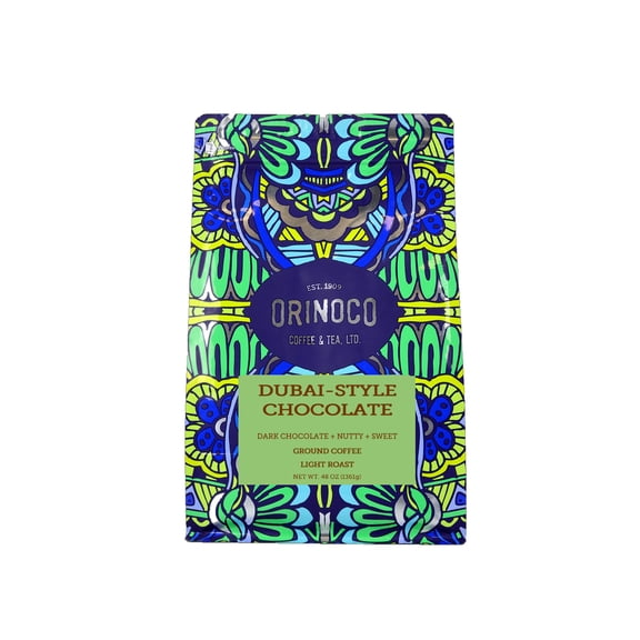 Orinoco Dubai-Style Chocolate Flavored Coffee 3lb bag, Light Roast, Ground Coffee, 100% Arabica beans