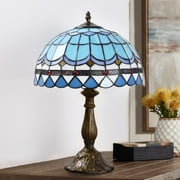 Orinova Tiffany Style Table Lamp Bedside Desk LED Lamp Shades Bedroom Stained-Glass 18.1 H Multi-Color