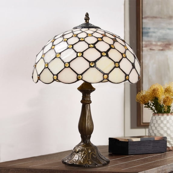 Orinova Tiffany Style Table Lamp Bedside LED Lamp Shades Bedroom Stained-Glass 18.1'' H Multi-Color