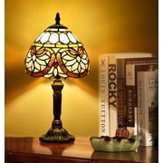Orinova Tiffany-Style Table Lamp Stained Glass Bedside Lamp for Living Room Bedroom Traditional 14.5 H Multi-Color