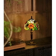 Orinova Tiffany-Style Table Lamp Stained Glass Bedside Lamp for Living Room Bedroom Traditional Desk Light 14.5'' H Multi-Color