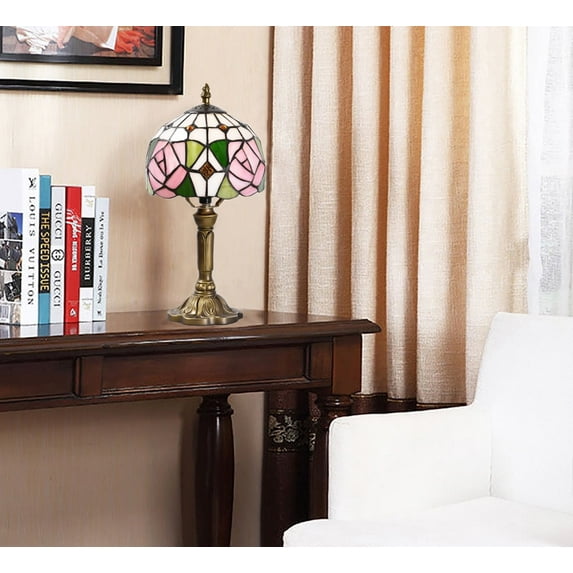 Orinova Tiffany-Style Table Lamp Stained Glass Bedside Lamp for Living Room Bedroom Traditional Desk Light 14.5'' H Multi-Color