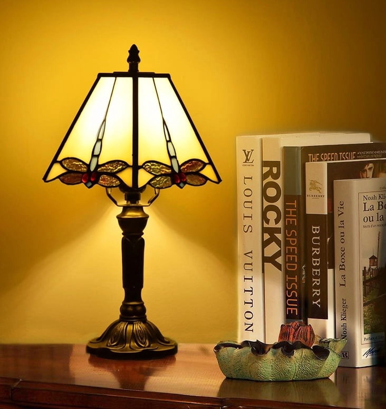 Uxlink Luxury Business Stock Ltd Orinova Tiffany Table Lamp Stained Glass Bedside Lamp for Living Room Bedroom Traditional Desk Light