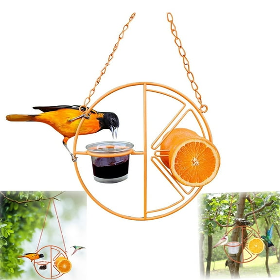 Oriole Bird Feeders for Outdoors Hanging,Tutuviw Detached Bowl Design,Hanging Hummingbird Feeder with Fruit Holder,Metal Hanger Drinking Grape Jelly Container Bird Feeder