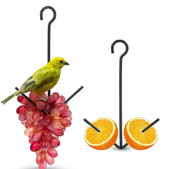 Oriole Feeder (Outdoor Hanging Style), Orange Fruit Feeder with Hook, Black Steel Frame, with Two Legs, Suitable for Gardens or Patios, 1-Pack
