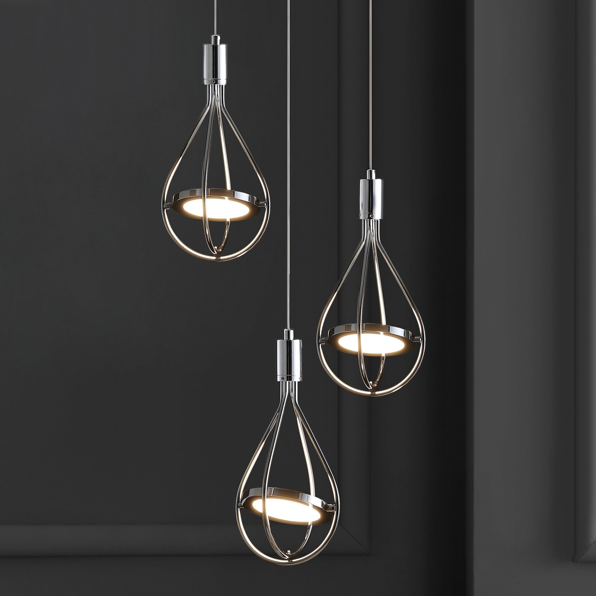 Orion 11.5" Chrome Polished Adjustable 3-Light LED Metal Pendant