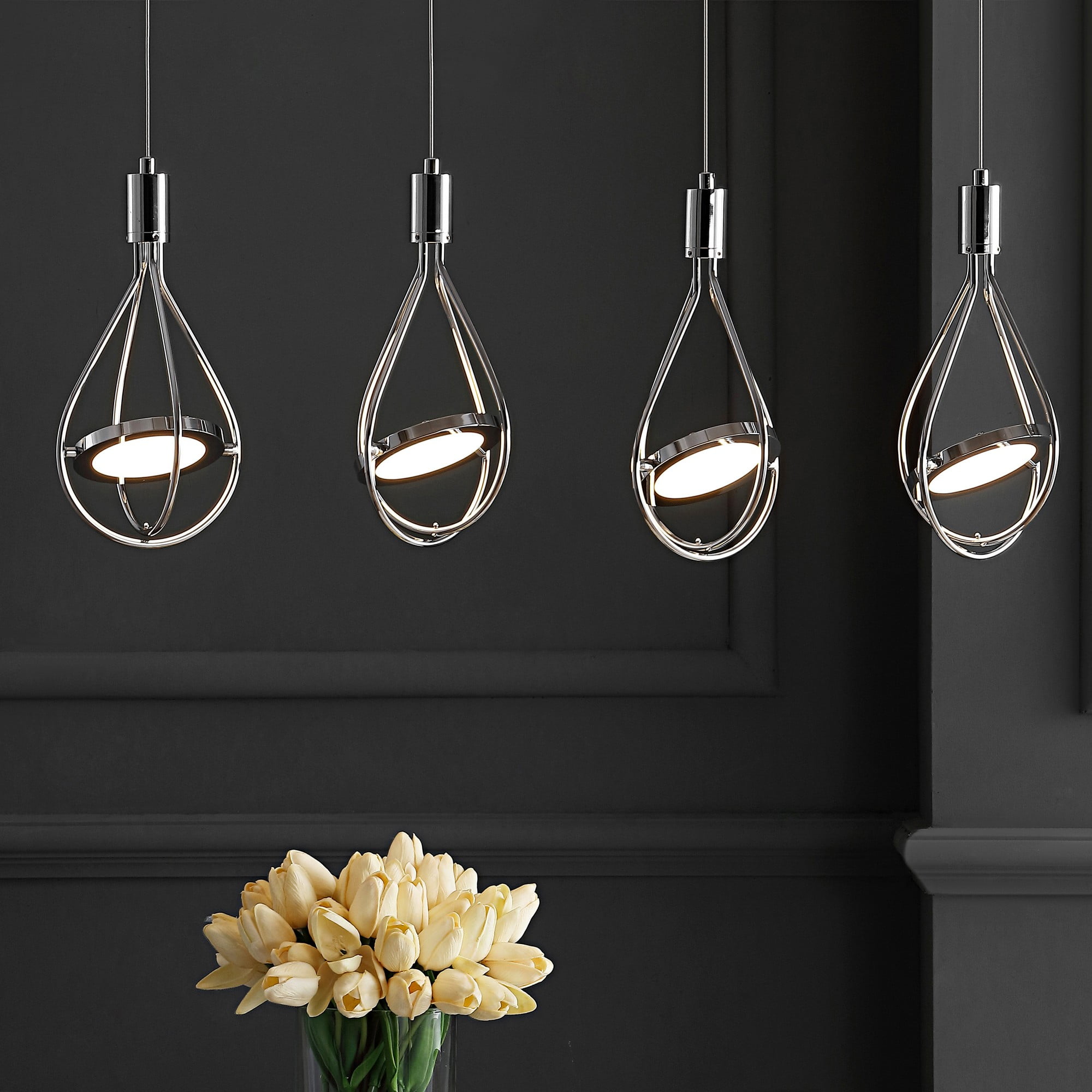 Orion Minimalistic Glam 4-Light Polished Chrome LED Pendant