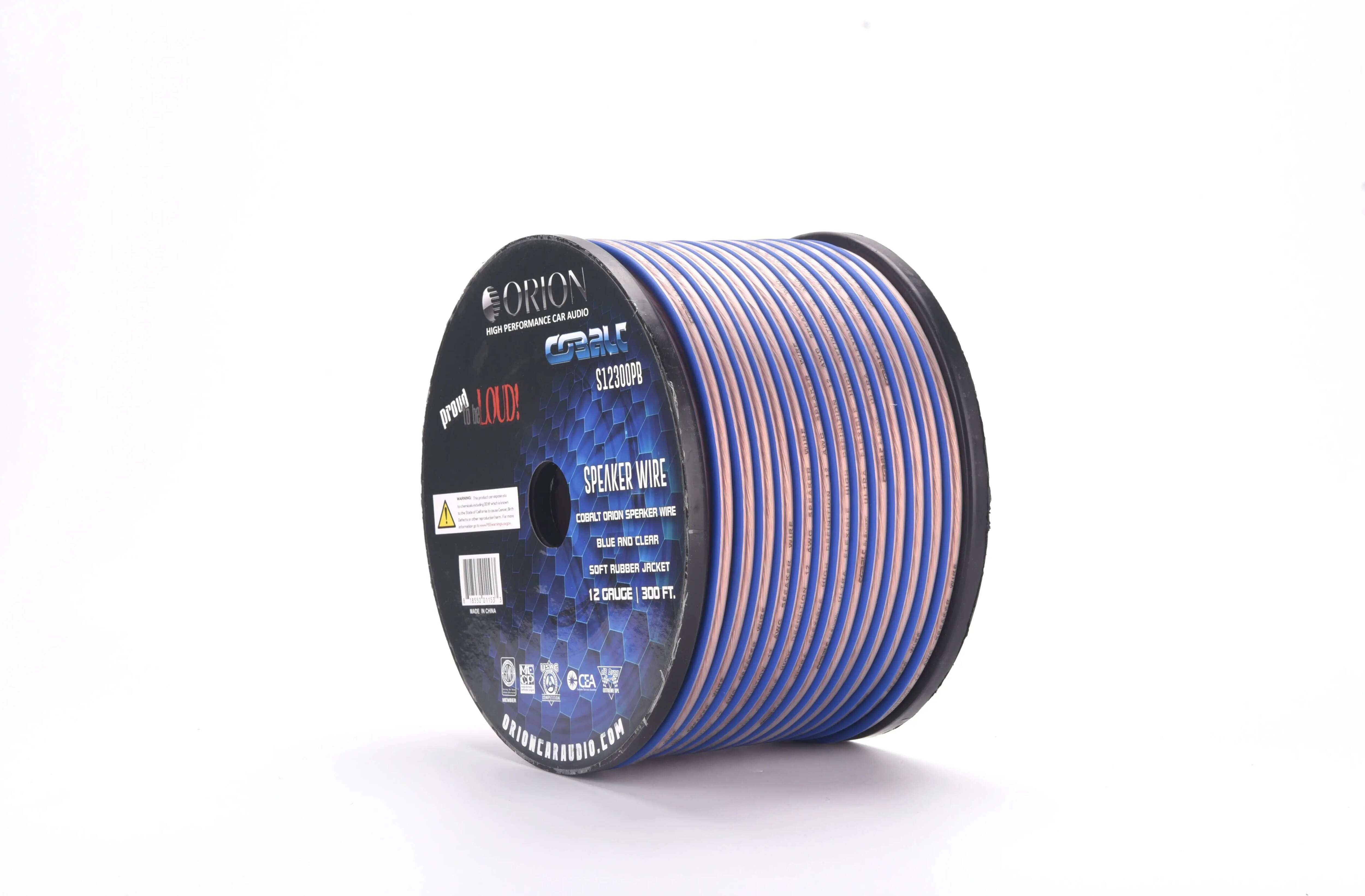 Cobalt Orion Speaker Wire 12 Gauge Blue/Clear 300ft