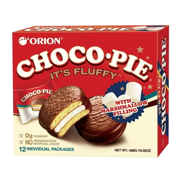 Orion Choco Pie with Marshmallow Filling, 12 Individual Packs