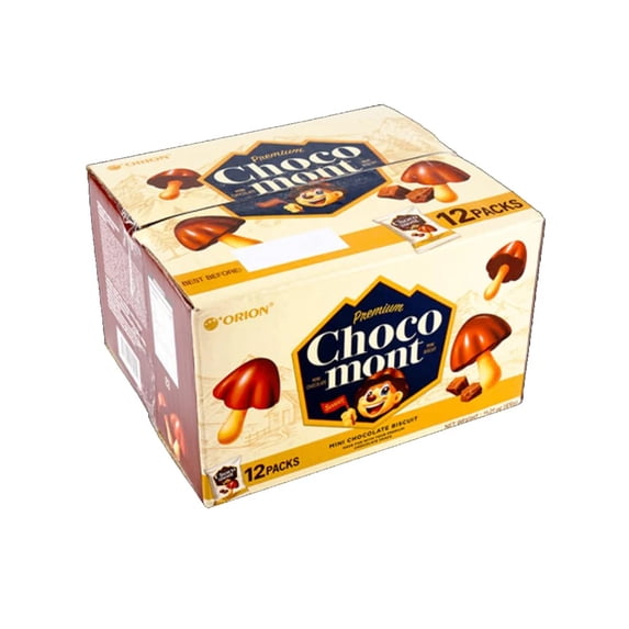 Orion Choco mont (Mushroom Shaped Mini Chocolate Biscuits) 12 Pack