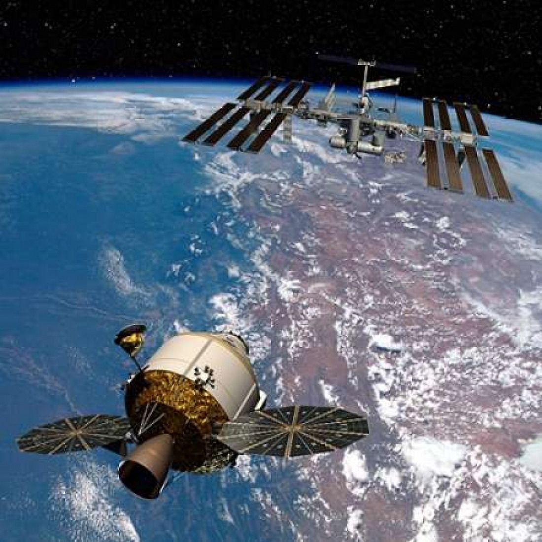 Orion Docking at the International Space Station Project Constellation Canvas Art - NASA (24 x 24)