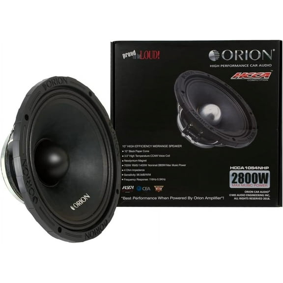 Orion HCCA1054NHP HCCA 10" 700 RMS Ultra High Performance Pro Audio Midrange Speaker 4 Ohm 2800 Watt Max EACH