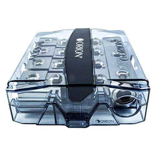 Orion OWFHM30404 Wired Series 3‑In / 4‑Out Mini ANL Power Distribution Block with (4) 100A MANL Fuses – Nickel Finish