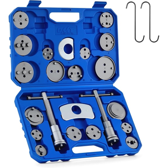 Orion Motor Tech Brake Caliper Wind Back Tool Kit, 24pc Brake Caliper Compression Tool Set with Thrust Bolt Assemblies Retaining Plates Caliper Hangers 18 Disc Adapters, Caliper Tool with Case