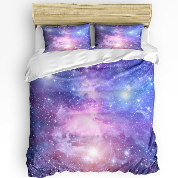 Orion Nebula Purple Galaxy Bedding Set Boys Duvet Cover Pillowcase Kids Adult Quilt Cover Double B