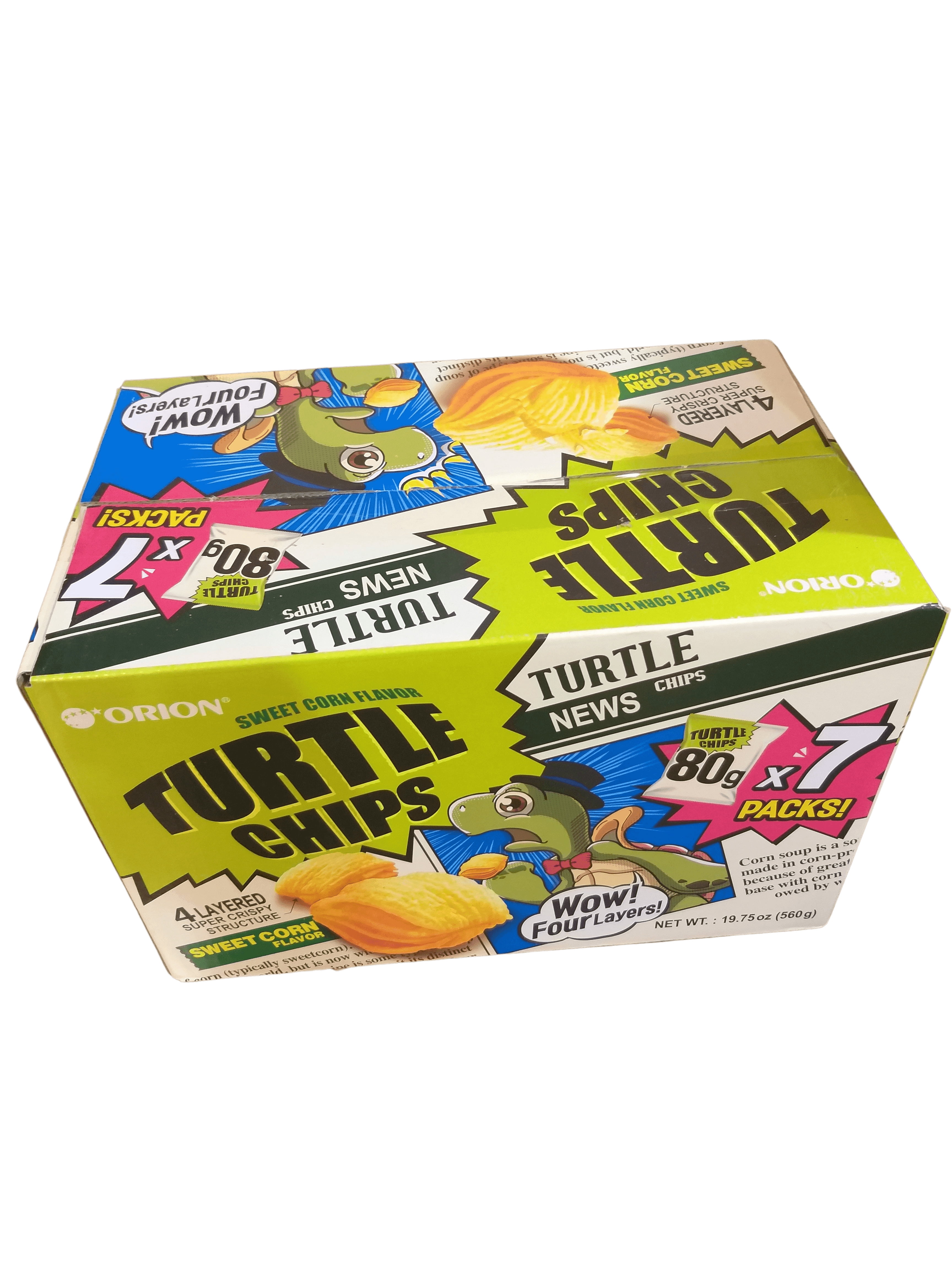 Turtle Snack ORION, Turtle Chips, Sweet Corn Flavor, 80g each, Box of 7 bags ...