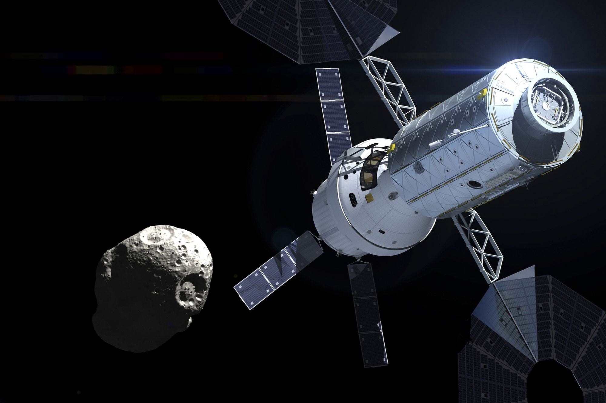 Orion module orbiting an asteroid Canvas Art - Adrian MannStocktrek Images (34 x 23)