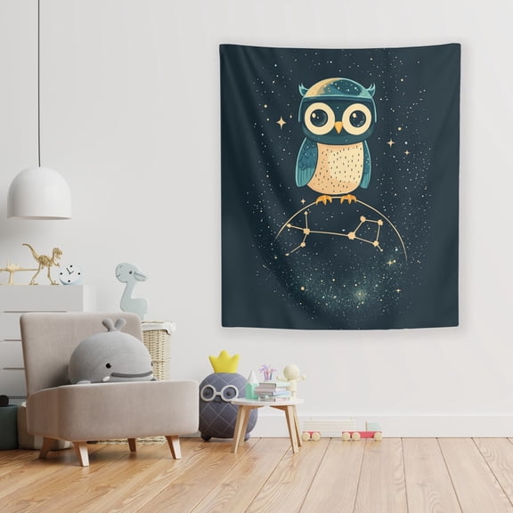 Orion the Owl Wall Tapestry by Dancing Littles Jungle