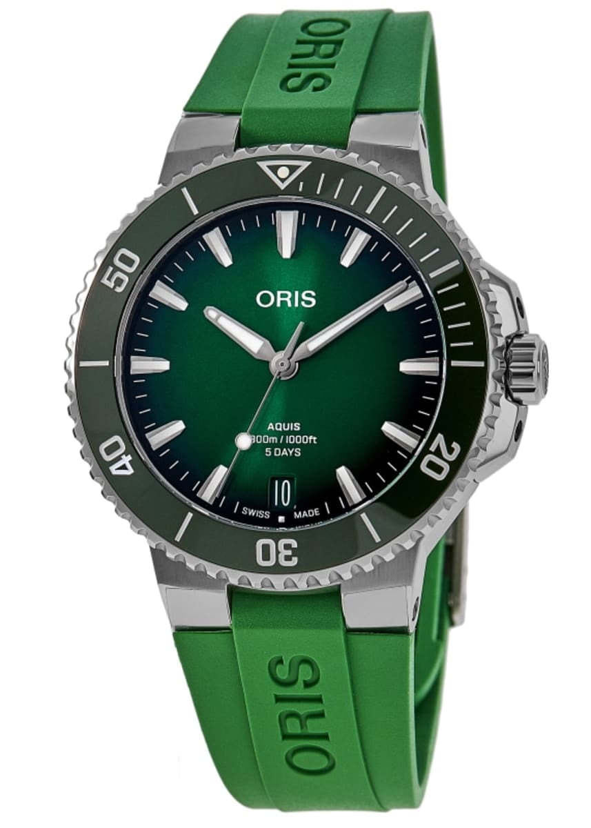 Oris Aquis Date Calibre 400 Automatic Green Dial Rubber Strap