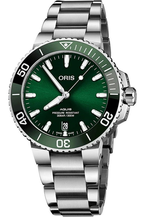 Aquis Automatic Stainless Steel Green Dial Date Divers Mens Watch 733 7766 4157-MB