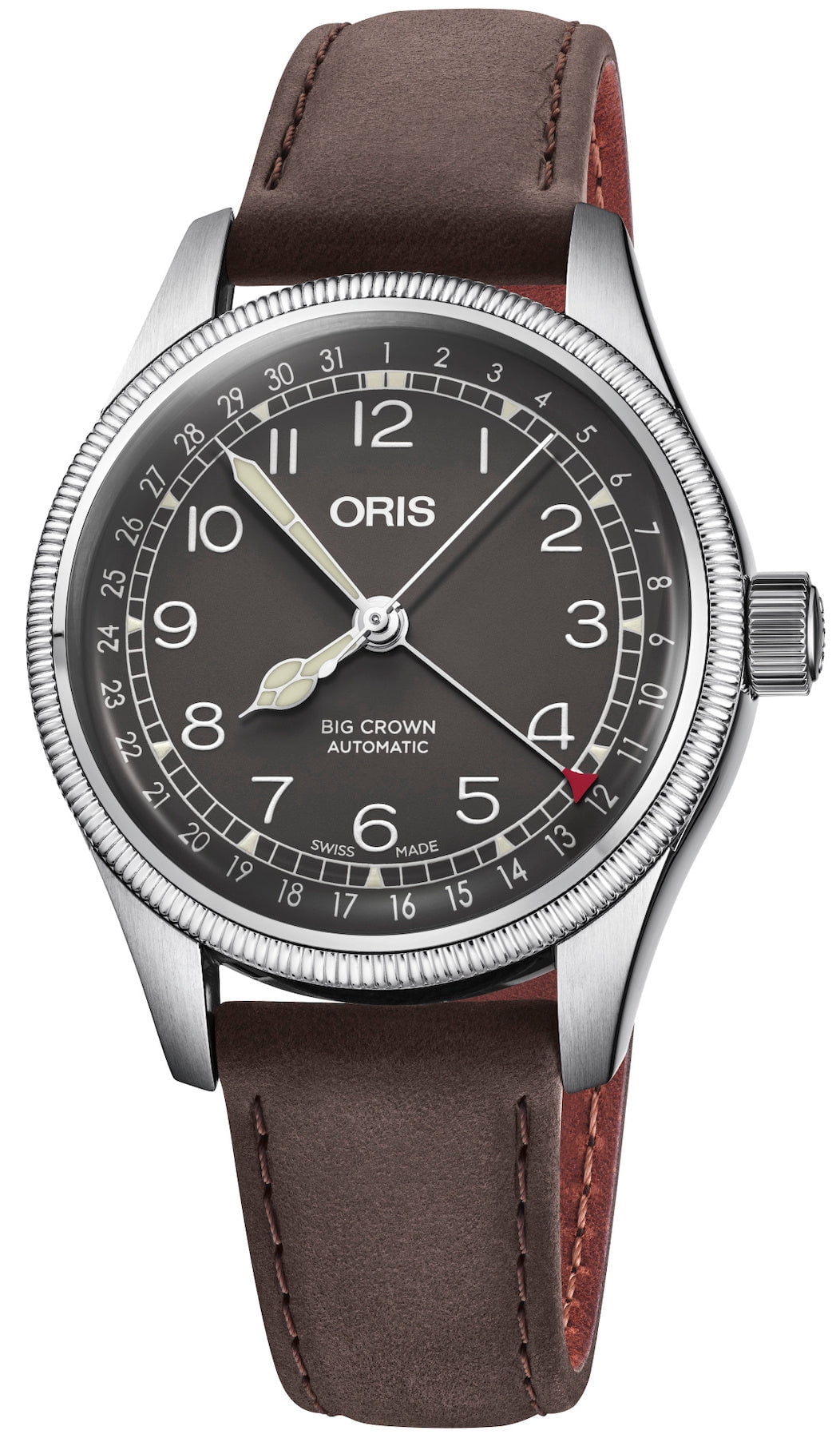 Oris Big Crown Pointer Date Automatic Black Dial Leather Strap Unisex Watch 01 754 7749 4064-07 5 17 67