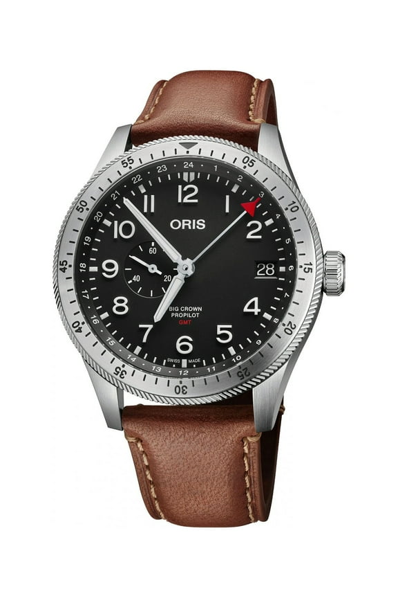 Big Crown ProPilot Timer GMT Black Dial Brown Leather Strap Men's Watch 01 748 7756 4064-07 5 22 07LC