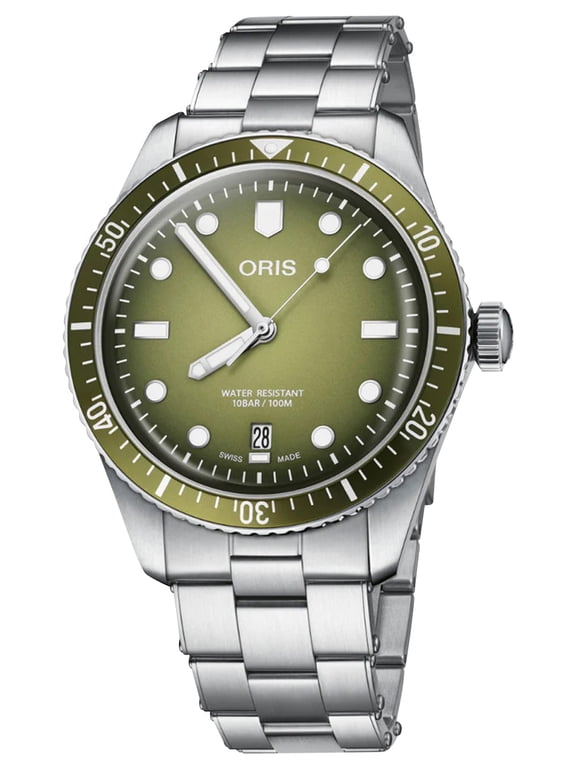 Divers Sixty-Five Date 40mm Steel Green Dial Men Watch 01 733 7707 4057