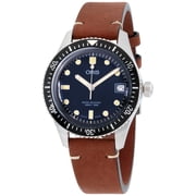 Oris Divers Sixty-Five Blue Dial Leather Strap Mens Watch 73377474055LSBRN