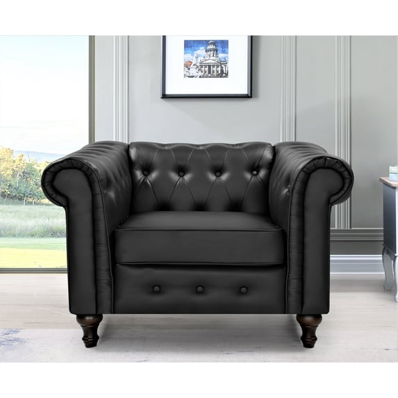 US Pride Furniture Oriskany Chesterfield Faux Leather Chair