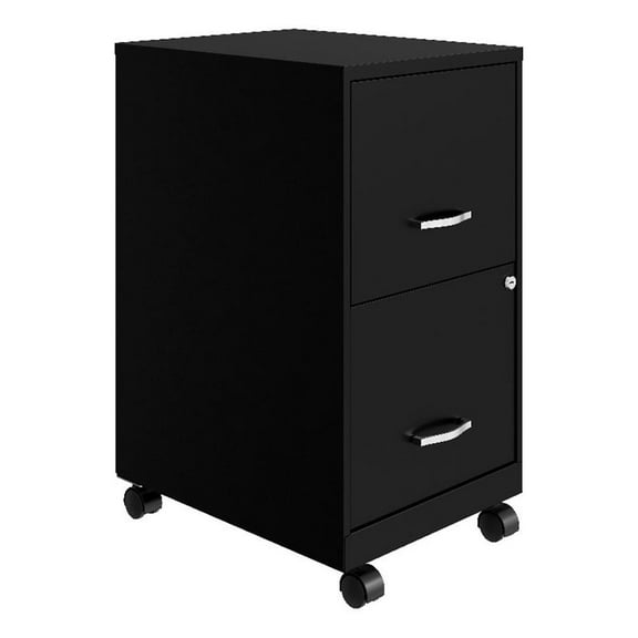 Orison 18" 2 Drawer Mobile Ultra Pedestal Metal File Cabinet - Black