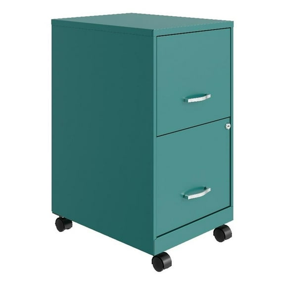 Orison 18" 2 Drawer Mobile Ultra Pedestal Metal File Cabinet - Teal