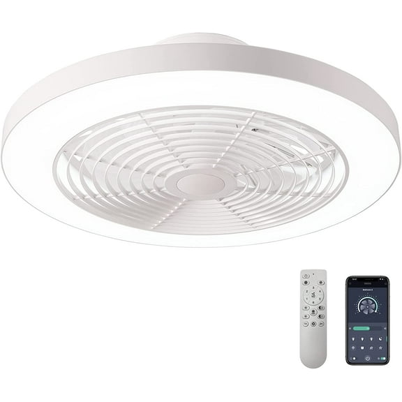 Orison Ceiling Fan with Light, 8029 White Regular - 19.7" Smart Low Profile Ceiling Fans with Light and Remote APP Control