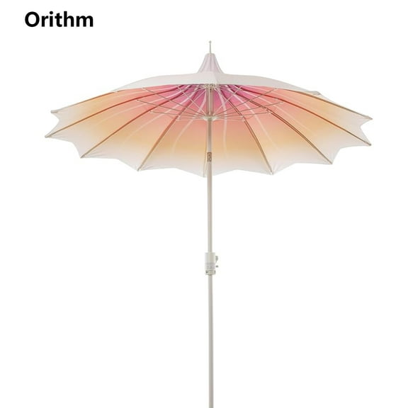 Orithm 9ft Outdoor Patio Umbrella with Lights, Patio Table Market Umbrella with Petal Design Canopy, 360 Rotation, for Poolside or Garden