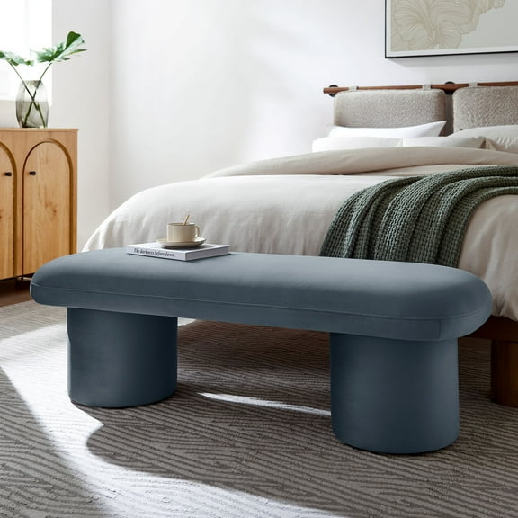 Modway Orla Performance Velvet Bench in Cadet Blue