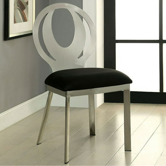 Orla Contemporary Side Chair With Black Microfabric Seat Set of 2 - Saltoro Sherpi