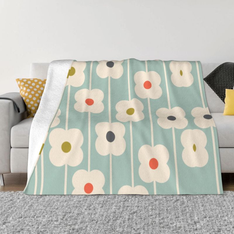 Orla Kiely Mid Century Modern Scandinavian Floral Orla Art Blankets Flannel Sprint Throw Blanket