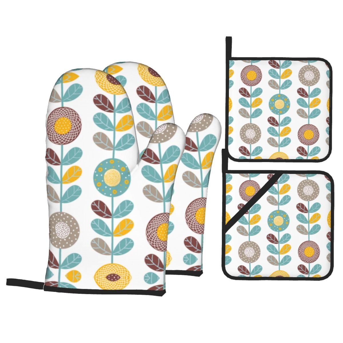 Orla Kiely Multi Stem Flowers Oven Mitts and Pot Holders for Kitchen
