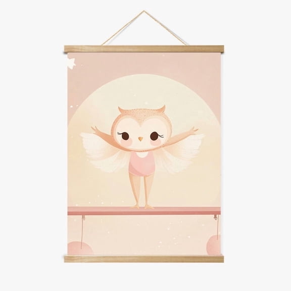 Orla the Balancing Owl Wood Frame Hanger by Dancing Littles Jungle
