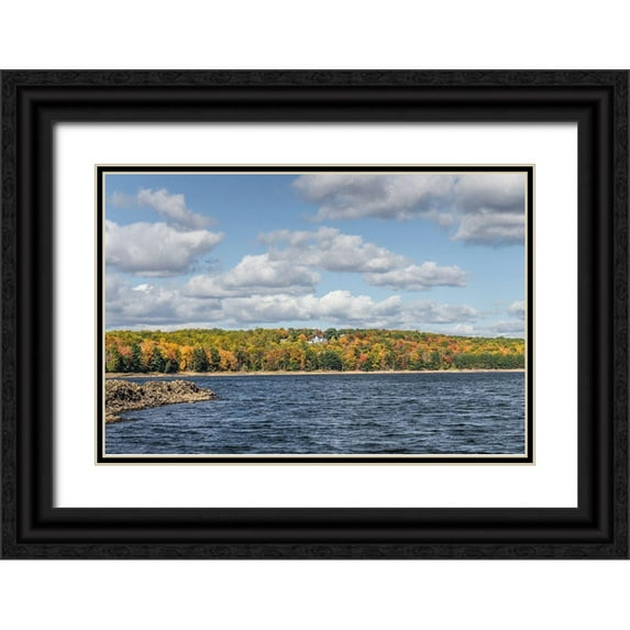 Orlando 24x17 Black Ornate Wood Framed with Double Matting Museum Art Print Titled - Lake View