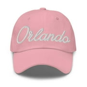 Orlando Baseball Cap Orlando Dad Hat Bold Script Puerto Rico PR Hat Embroidered Souvenir Gift Pink