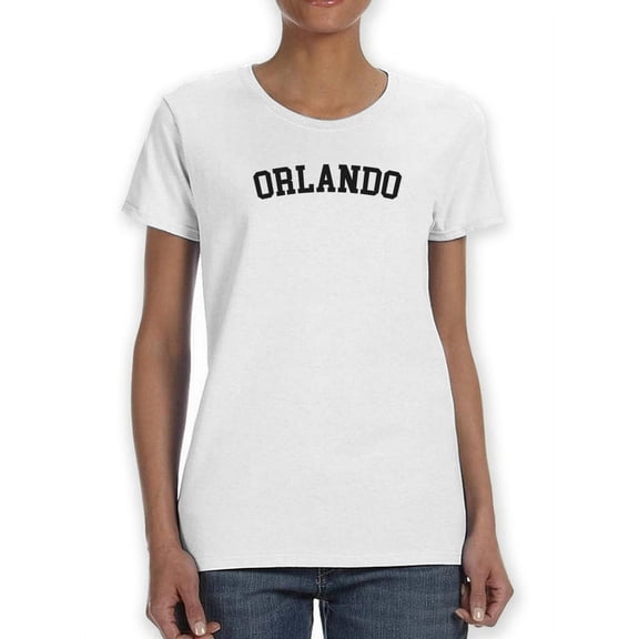Orlando Black Text  Women White T-Shirt, Female Large