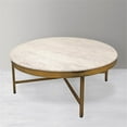 thumbnail image 1 of Orlando Carlton Ivory Marble Top Round Coffee Table on Brass Color Iron Base, 1 of 4
