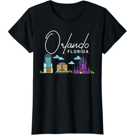 Orlando Florida City Skyline Map Travel T-Shirt