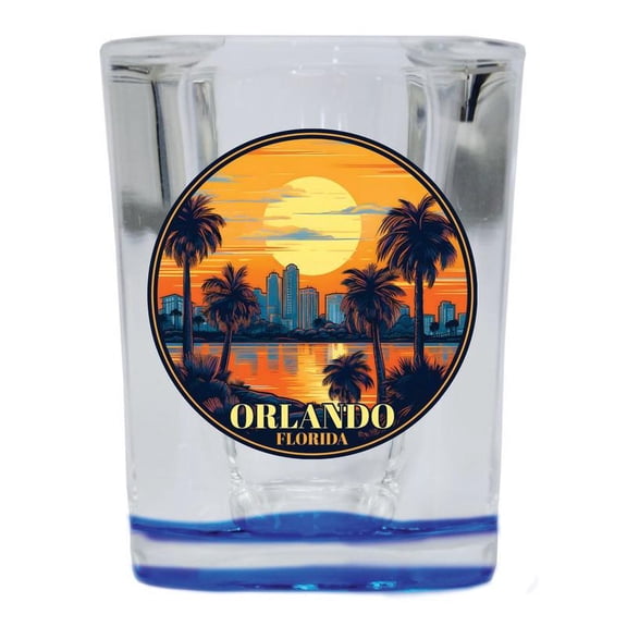 Orlando Florida Design B Souvenir 2 oz Square Shot Glass Blue