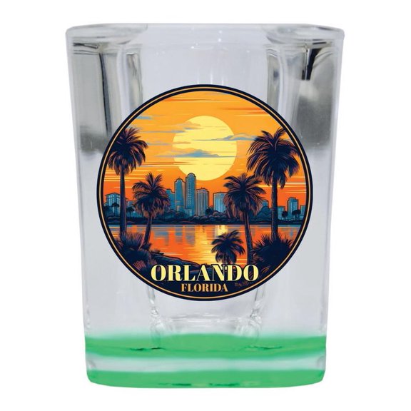 Orlando Florida Design B Souvenir 2 oz Square Shot Glass Green