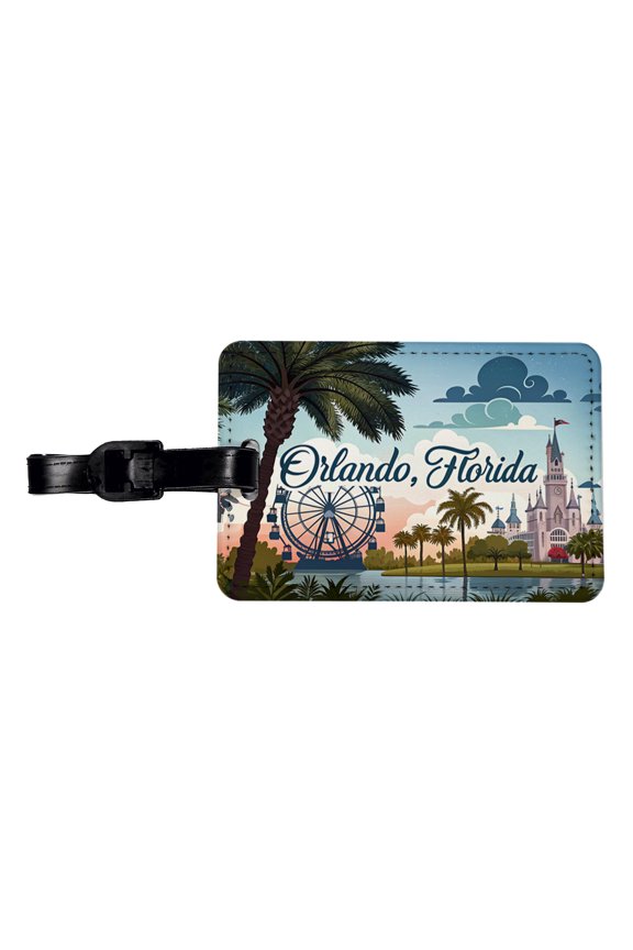 Orlando, Florida FL Travel City State Stamp Faux Leather Travel Luggage Tag