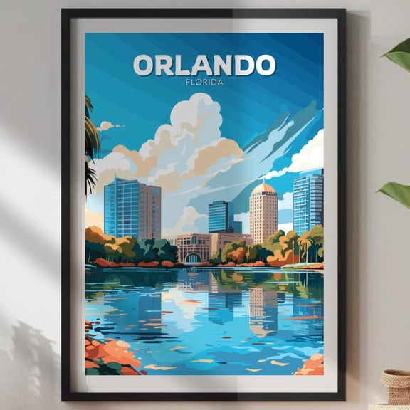 Orlando Florida Poster: Theme Park Art Print Home Decor Office Wall Art